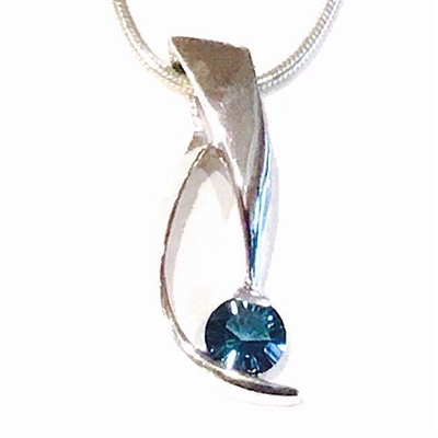 Sterling Silver Pendant/Slide- London Blue Topaz