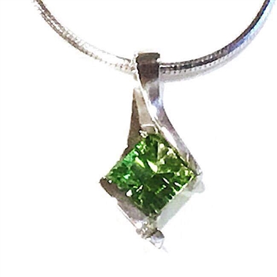 Sterling Silver Pendant/Slide- Peridot & Diamond