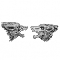 Sterling Silver Post Earring-Wolf Head