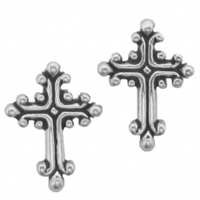 Sterling Silver Post Earring-Cross