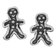 Sterling Silver Post Earring-Gingerbread Man