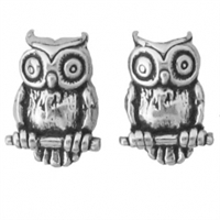 Sterling Silver Post Earring-Owl