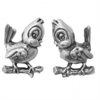Sterling Silver Post Earring-Perching Bird