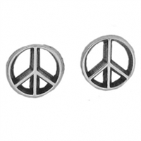 Sterling Silver Post Earring-Peace Symbol