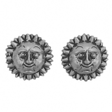 Sterling Silver Post Earring-Sun Face