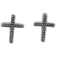 Sterling Silver Post Earring-Cross