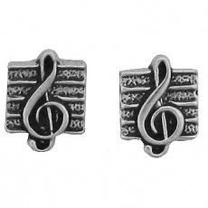Sterling Silver Post Earring-Treble Cleff