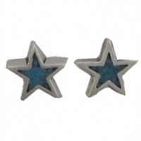 Sterling Silver Post Earring-Star with Blue Inlay