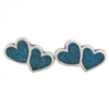 Sterling Silver Post Earring-Double Heart with Blue Inlay