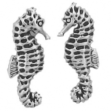 Sterling Silver Post Earring-Sea Horse