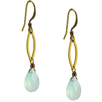 Seafoam Green Chalcedony Dainty Marquise Earrings