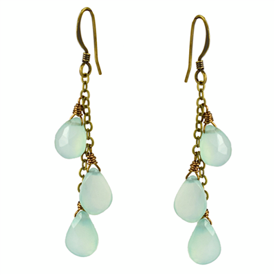 Seafoam Green Chalcedony Cluster Earrings