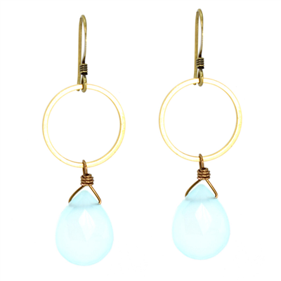 Seafoam Green Chalcedony Dangle Earrings