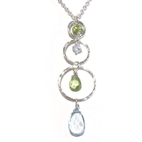 "Triple Circle" Sterling Silver Necklace- Blue Topaz & Peridot