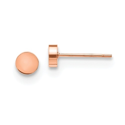 Rose Gold Plated Stainless Steel Post Earrings- Circle