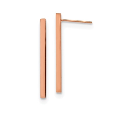 Rose Gold Plated Stainless Steel Post Earrings- Bar