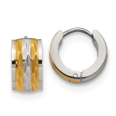 Bi-Color Stainless Steel Hinged Hoop Earrings