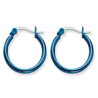 Stainless Steel Blue IP plated 19mm Hoop Earrings