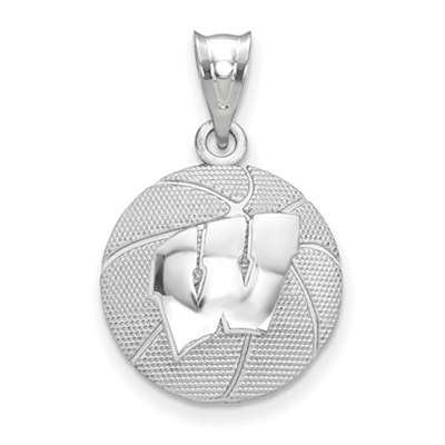University of Wisconsin-  Sterling Silver Basketball Pendant