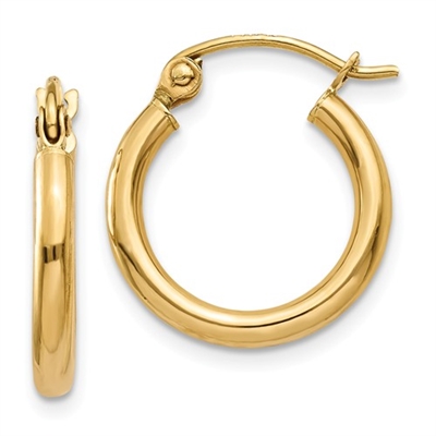 14K Gold Polished Hoop Earrings