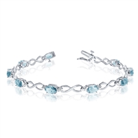 14K White Gold Aquamarine & Diamond Bracelet