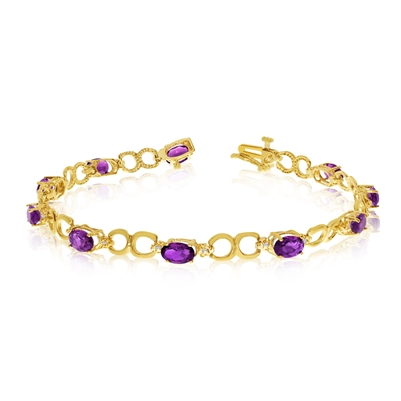 10K  Amethyst & Diamond Bracelet