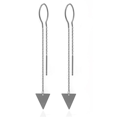 Sterling Silver Threader Earrings-â€œTriangleâ€