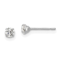 14K White Gold 3mm Round CZ Post Earring