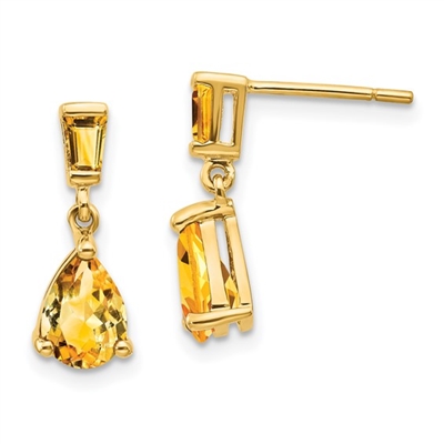 14k Post Earrings- Citrine