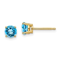 14k Gold Post Earring- Blue Topaz