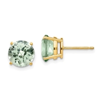 14k Gold Post Earring- Green Amethyst