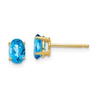 14k Gold Post Earring- Blue Topaz