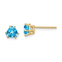 14k Gold Post Earring- Blue Topaz