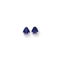 14k White Gold Post Earring- Blue Sapphire