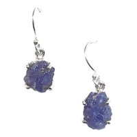 Sterling Silver Dangle Earrings- Rough Cut Tanzanite