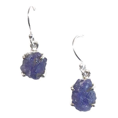 Sterling Silver Dangle Earrings- Rough Cut Tanzanite