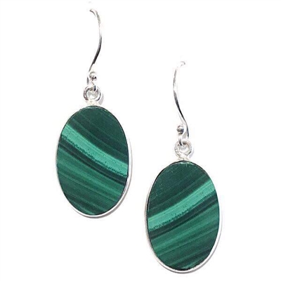 Sterling Silver Dangle Earrings- Malachite