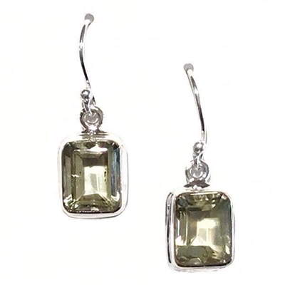 Sterling Silver Dangle Earrings- Green Amethyst