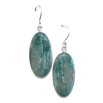 Sterling Silver Drop Earrings- Lightning Azurite