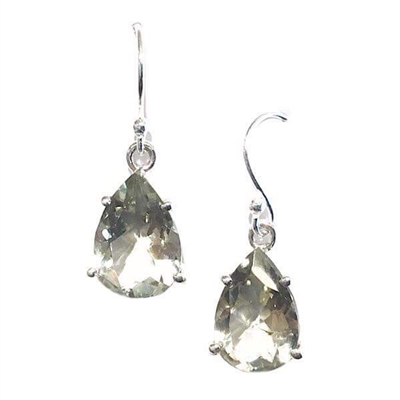 Sterling Silver Dangle Earrings- Green Amethyst