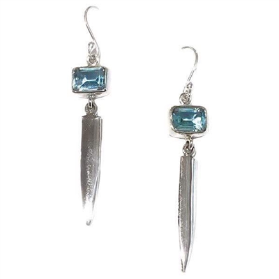 Sterling Silver Dangle Earrings- Blue Topaz