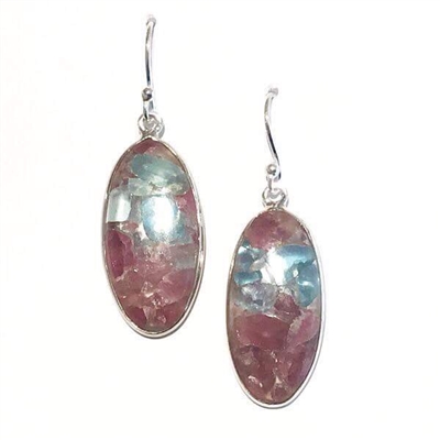 Sterling Silver Dangle Earrings- Multi Color Tourmaline