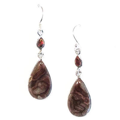 Sterling Silver Drop Earrings- Laguna Lace Agate