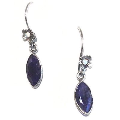 Sterling Silver Drop Earrings Sapphire -September Birthstone