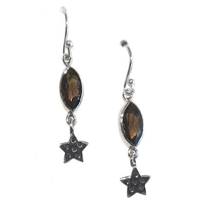 Sterling Silver Dangle Earrings- Smoky Quartz