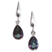 Sterling Silver Post Dangle Earrings- Mystic Topaz