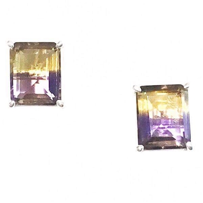 Sterling Silver Post Earrings - Ametrine