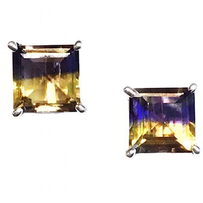 Sterling Silver Post Earrings - Ametrine