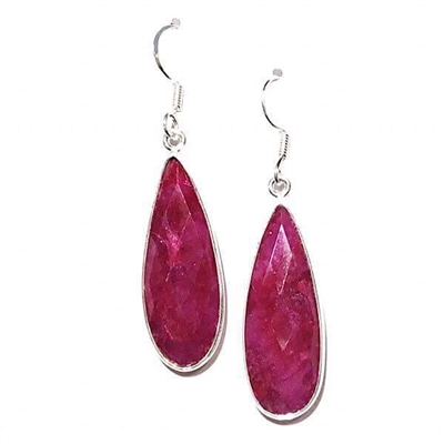 Sterling Silver Dangle Earrings- Ruby