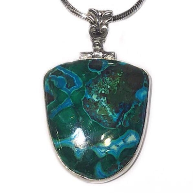 Sterling Silver Pendant- Chrysocolla in Malachite